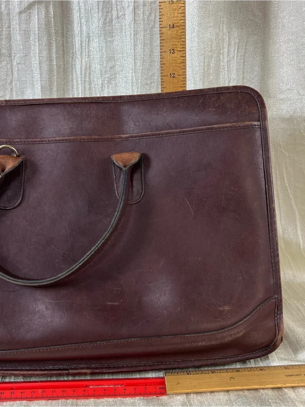 Vintage Dark Brown Leather Briefcase with Top Handles